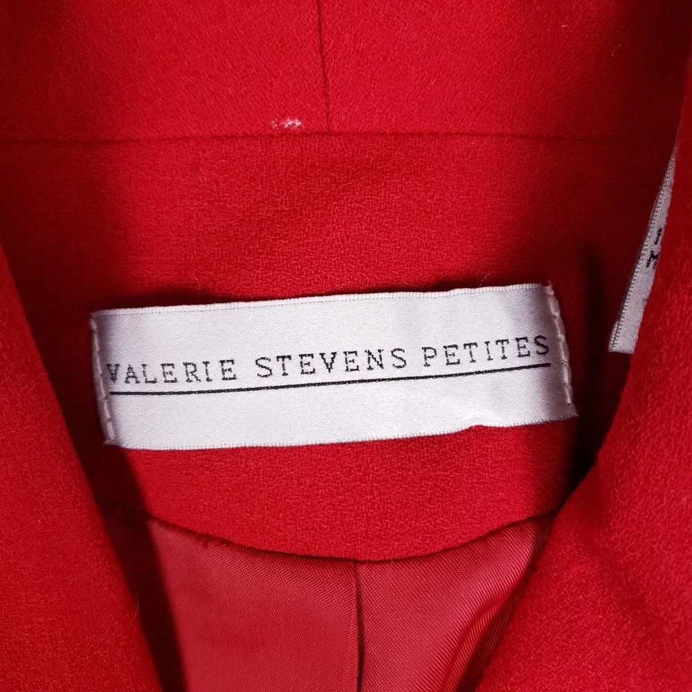 Valerie Stevens Petites Red 100% Pure Wool‎ Double Breasted Blazer Size 10P
